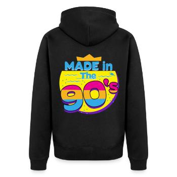 90er Jahre vintage Geburtstag Rainbow Geschenk - Unisex Premium Bio Zip Hoodie - Schwarz - Hinten - Nico (187cm)