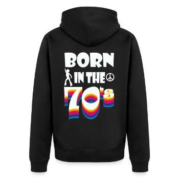 Idée de cadeau de chemise d'anniversaire de paix des années 70 de hippie - Veste à capuche bio Premium Unisexe - noir - Dos - Nico (187cm)