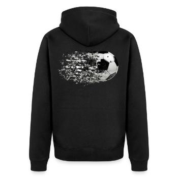 51 Fußball Ball fliegt Spritzer Splash Farbkleckse - Unisex Premium Bio Zip Hoodie - Schwarz - Hinten - Nico (187cm)
