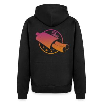 Auto Tuning Auspuff retro Geschenkidee - Unisex Premium Bio Zip Hoodie - Schwarz - Hinten - Nico (187cm)