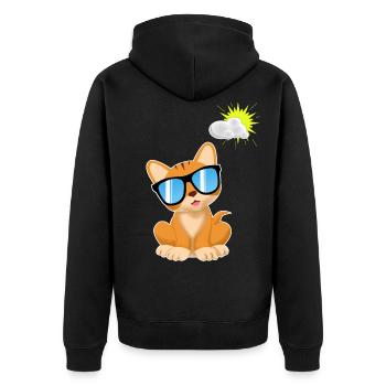 Katze Sonnenbrille comic Kawaii Geschenk kinder - Unisex Premium Bio Zip Hoodie - Schwarz - Hinten - Nico (187cm)