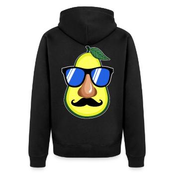Avocado Gesicht Brille Schnurrbart Kawaii Geschenk - Unisex Premium Bio Zip Hoodie - Schwarz - Hinten - Nico (187cm)