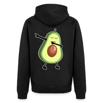 Avocado Kawaii Comic tanzen Sport Geschenk süß - Unisex Premium Bio Zip Hoodie - Schwarz - Hinten - Nico (187cm)