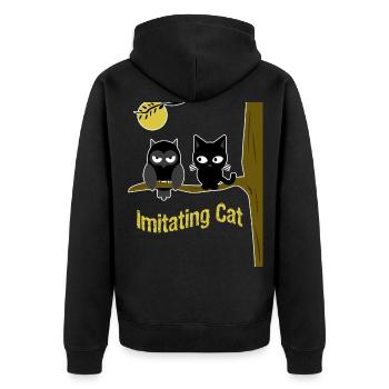 Idée de cadeau kawaii rigolo pour chat hibou - Veste à capuche bio Premium Unisexe - noir - Dos - Nico (187cm)