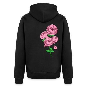 Peonies Flower Rose Spring Gift Idea - Unisex Premium Organic Zip Hoodie - black - Back - Nico (187cm)