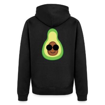 Avocado Frucht Obst Comic Kawaii Geschenkidee - Unisex Premium Bio Zip Hoodie - Schwarz - Hinten - Nico (187cm)