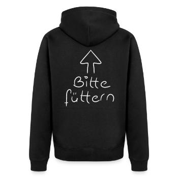 Essen füttern Nahrung Baby Faulheit Witz Geschenk - Unisex Premium Bio Zip Hoodie - Schwarz - Hinten - Nico (187cm)