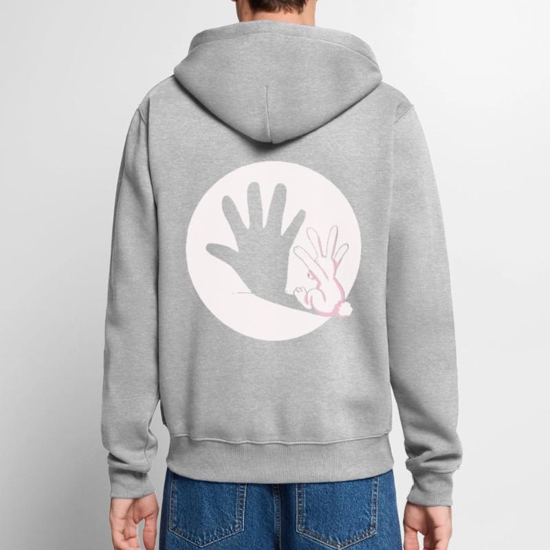 Bunny Rabbit Shadow Hand Easter Gift Idea Unisex Premium Organic Zip Hoodie