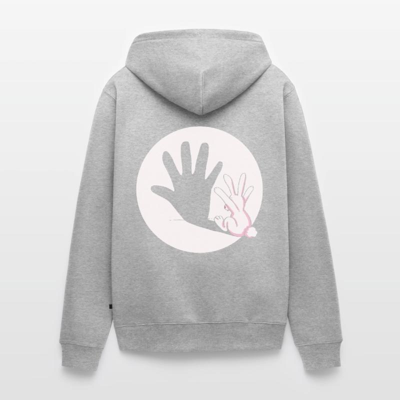 Bunny Rabbit Shadow Hand Easter Gift Idea Unisex Premium Organic Zip Hoodie
