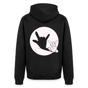hase Metal rock n roll teufel Geschenk Ostern - Unisex Premium Bio Zip Hoodie - Schwarz - Hinten - Nico (187cm)