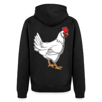 Huhn comic kawaii Kindershirt Bauernhof Geschenk - Unisex Premium Bio Zip Hoodie - Schwarz - Hinten - Nico (187cm)