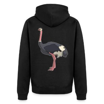 Nandu Strauß emu vogel comic Geschenkidee - Unisex Premium Bio Zip Hoodie - Schwarz - Hinten - Nico (187cm)