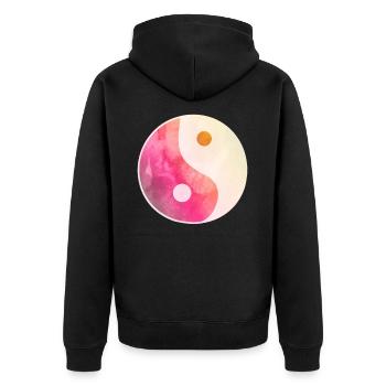 yin yang symbole icônes symbolisme yoga - Veste à capuche bio Premium Unisexe - noir - Dos - Nico (187cm)