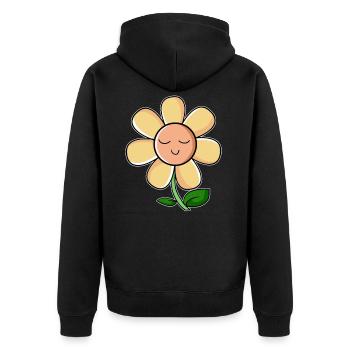 Blume Sonnenblume comic kawaii niedlich Geschenk - Unisex Premium Bio Zip Hoodie - Schwarz - Hinten - Nico (187cm)