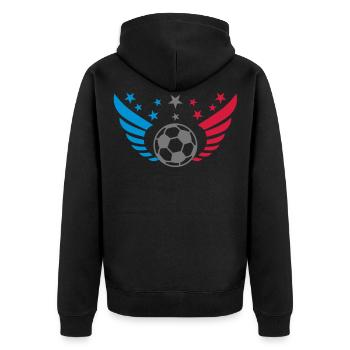 Fussball Fluegel Frankreich La France 3c Fußball - Unisex Premium Bio Zip Hoodie - Schwarz - Hinten - Nico (187cm)