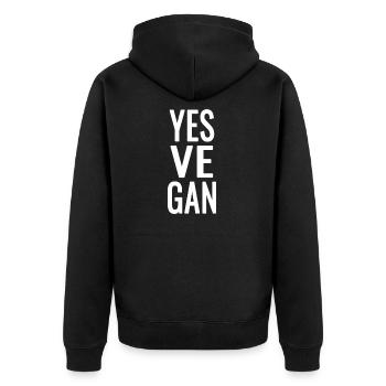 Vegan Veganerin Veganer - Unisex Premium Bio Zip Hoodie - Schwarz - Hinten - Nico (187cm)