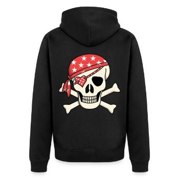 pirat Totenkopf girly augenklappe geschenkidee - Unisex Premium Bio Zip Hoodie - Schwarz - Hinten - Nico (187cm)