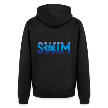 Schwimmer Schwimmen Schwimmsport Sportler Geschenk - Unisex Premium Bio Zip Hoodie - Schwarz - Hinten - Nico (187cm)