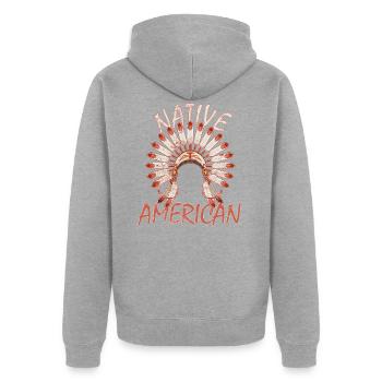 Indien apache - Veste à capuche bio Premium Unisexe - gris chiné - Dos - Nico (187cm)