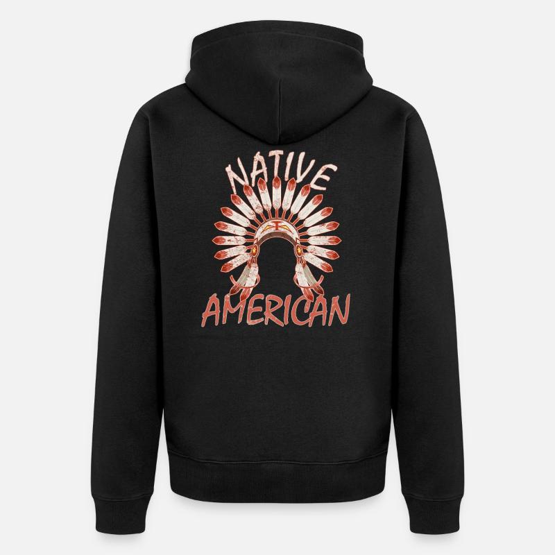 Apache Indianer - Unisex Premium Bio Zip Hoodie - Schwarz