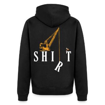 Shirt crane fun construction site gift idea saying - Unisex Premium Organic Zip Hoodie - black - Back - Nico (187cm)