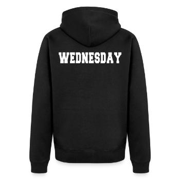 Wochentag WEDNESDAY Mittwoch Geschenkidee Spruch - Unisex Premium Bio Zip Hoodie - Schwarz - Hinten - Nico (187cm)