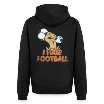Torhüter Torwart Fußballspieler Fußbal Geschenk - Unisex Premium Bio Zip Hoodie - Schwarz - Hinten - Nico (187cm)