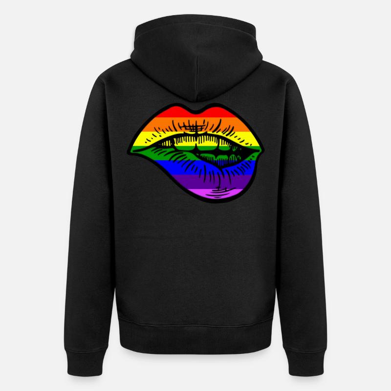 Pride Lips - Unisex Premium Bio Zip Hoodie - Schwarz