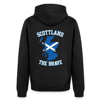 Die Mutigen Schotten aus Schottland - Unisex Premium Bio Zip Hoodie - Schwarz - Hinten - Nico (187cm)