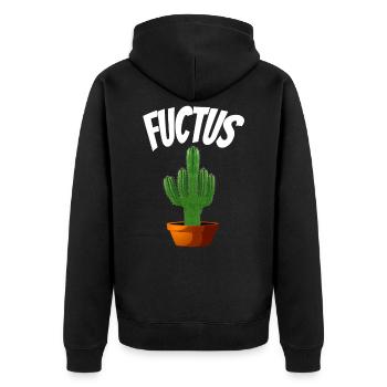 Cactus botany gift Fuctus - Unisex Premium Organic Zip Hoodie - black - Back - Nico (187cm)