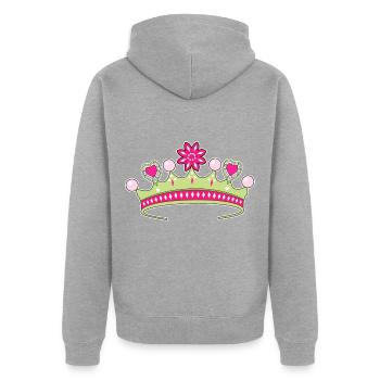 Diadem Krone Prinzessin Geschenkidee girly pink - Unisex Premium Bio Zip Hoodie - Grau meliert - Hinten - Nico (187cm)