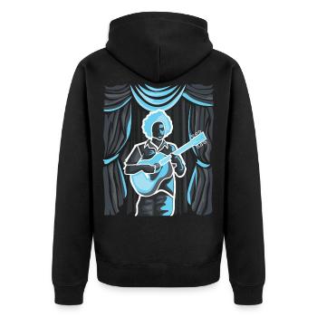 Akustik Gitarrist - Unisex Premium Bio Zip Hoodie - Schwarz - Hinten - Nico (187cm)