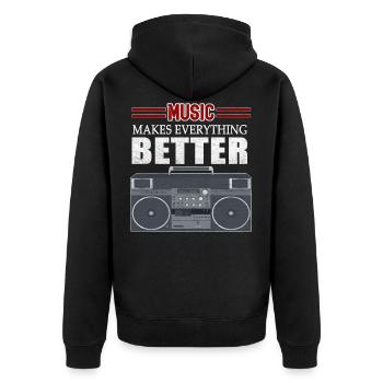 Boombox Hip Hop - Unisex Premium Bio Zip Hoodie - Schwarz - Hinten - Nico (187cm)