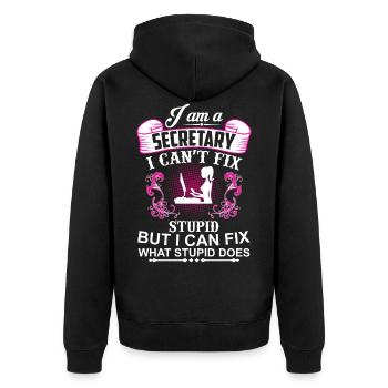 Sekretärin - Assistentin - Unisex Premium Bio Zip Hoodie - Schwarz - Hinten - Nico (187cm)