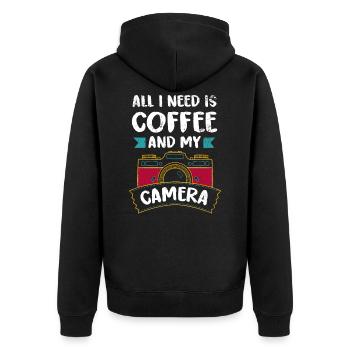 Lustig Kamera Fotografie Fotograf Geschenk - Unisex Premium Bio Zip Hoodie - Schwarz - Hinten - Nico (187cm)