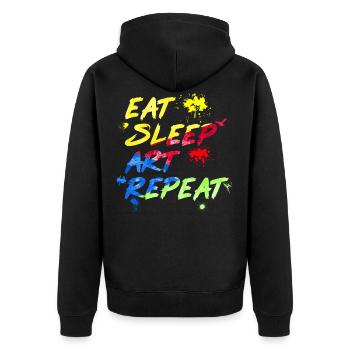 Art aquarelle manger sommeil art répéter - Veste à capuche bio Premium Unisexe - noir - Dos - Nico (187cm)