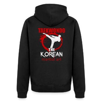Taekwondo Karate Martial art Korea Kampfsport - Unisex Premium Bio Zip Hoodie - Schwarz - Hinten - Nico (187cm)