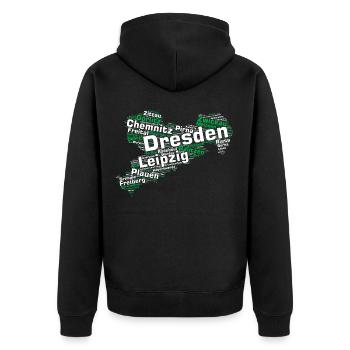 Saxony State: Saxon cities - Unisex Premium Organic Zip Hoodie - black - Back - Nico (187cm)