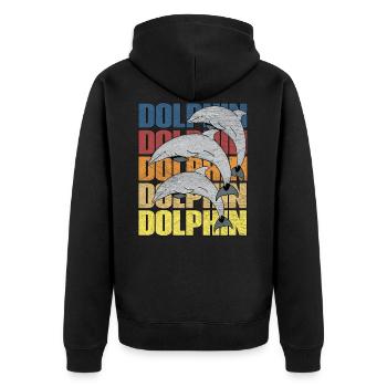 Dolphins dolphin - Unisex Premium Organic Zip Hoodie - black - Back - Nico (187cm)