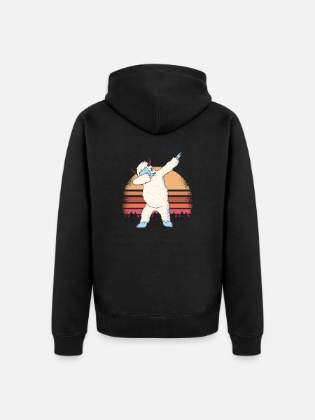 Yeti dabbing - Unisex Premium Organic Zip Hoodie - black