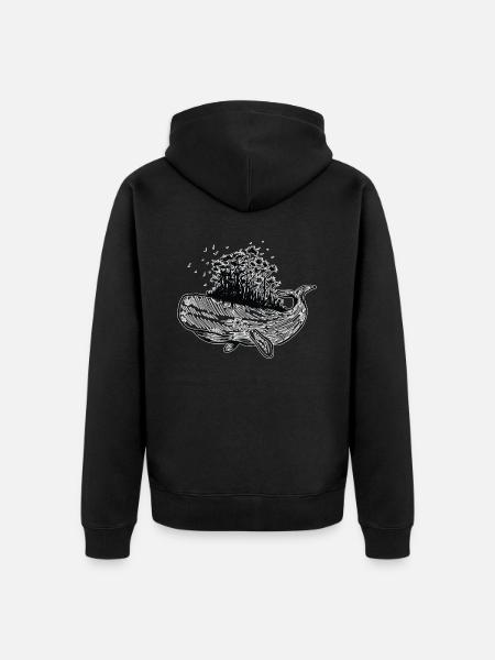 Animali marini animali marini - Felpa con cappuccio ecologica premium unisex - nero