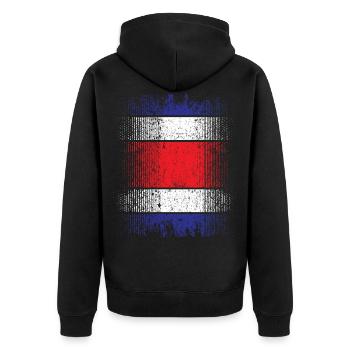 Costa Rica - Costa Rica Flagge - Unisex Premium Bio Zip Hoodie - Schwarz - Hinten - Nico (187cm)