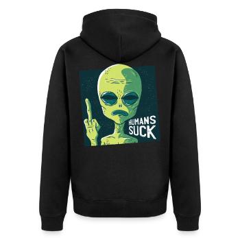 Alien Sci-Fi Ufo Spatial Space Space Finger - Veste à capuche bio Premium Unisexe - noir - Dos - Nico (187cm)