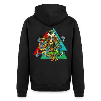 Fairy tale dragon chinese - Unisex Premium Organic Zip Hoodie - black - Back - Nico (187cm)