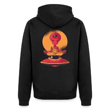 Yoga Méditation Alien - Veste à capuche bio Premium Unisexe - noir - Dos - Nico (187cm)