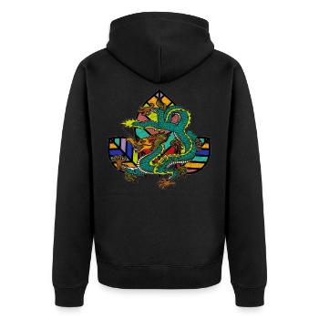 Fabelwesen Maerchen Drache Asien Japan Mythologie - Unisex Premium Bio Zip Hoodie - Schwarz - Hinten - Nico (187cm)