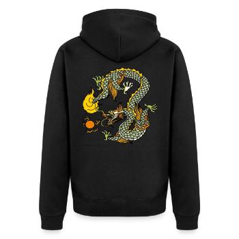 Mythologie Dragon Maerchen Créature mythique Asia Dragon - Veste à capuche bio Premium Unisexe - noir - Dos - Nico (187cm)