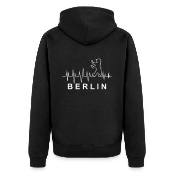Herzschlag mit Berliner Bär - Unisex Premium Bio Zip Hoodie - Schwarz - Hinten - Nico (187cm)