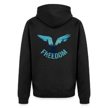 Freiheit Freedom - Unisex Premium Bio Zip Hoodie - Schwarz - Hinten - Nico (187cm)
