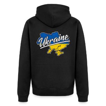 Drapeau de l'Ukraine Nation d'origine de la nationalité de Kiev - Veste à capuche bio Premium Unisexe - noir - Dos - Nico (187cm)